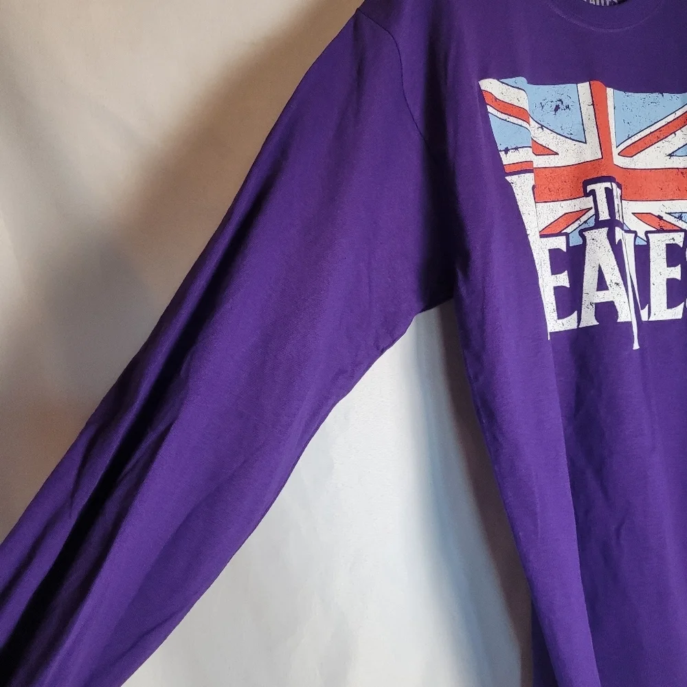 The Beatles Long Sleeve Graphic Logo Purple Tee Unisex Size Large NWOT